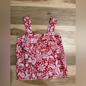 LOFT Red and White Floral shirt